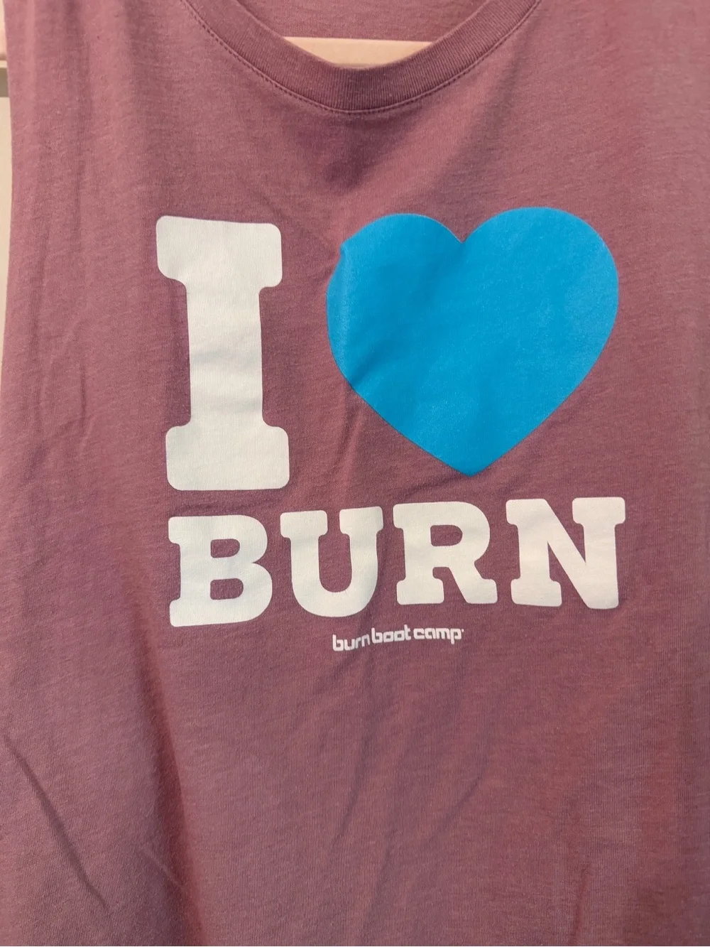 Graphic Muscle Tank with Blue Heart - Mauve